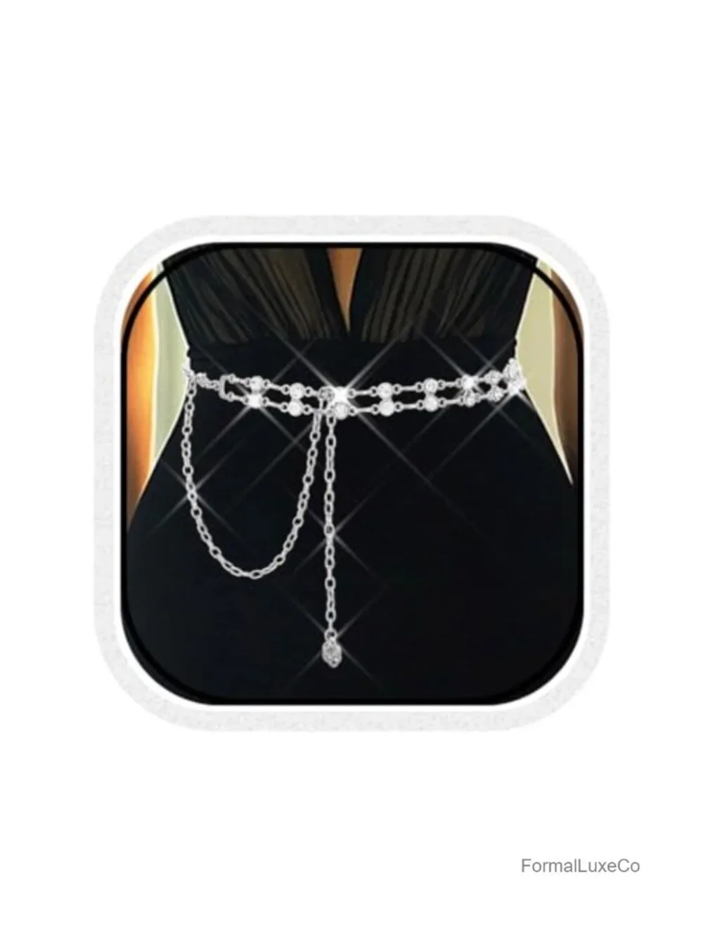 Rhinestone Chain Belt Sparkly Bling Waist Chain for Dress Fashion